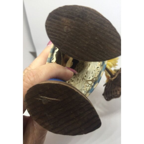 Vintage 1960's Handmade Wooden Doll Little Red Riding Hood Long Yellow Braids - Picture 6 of 8